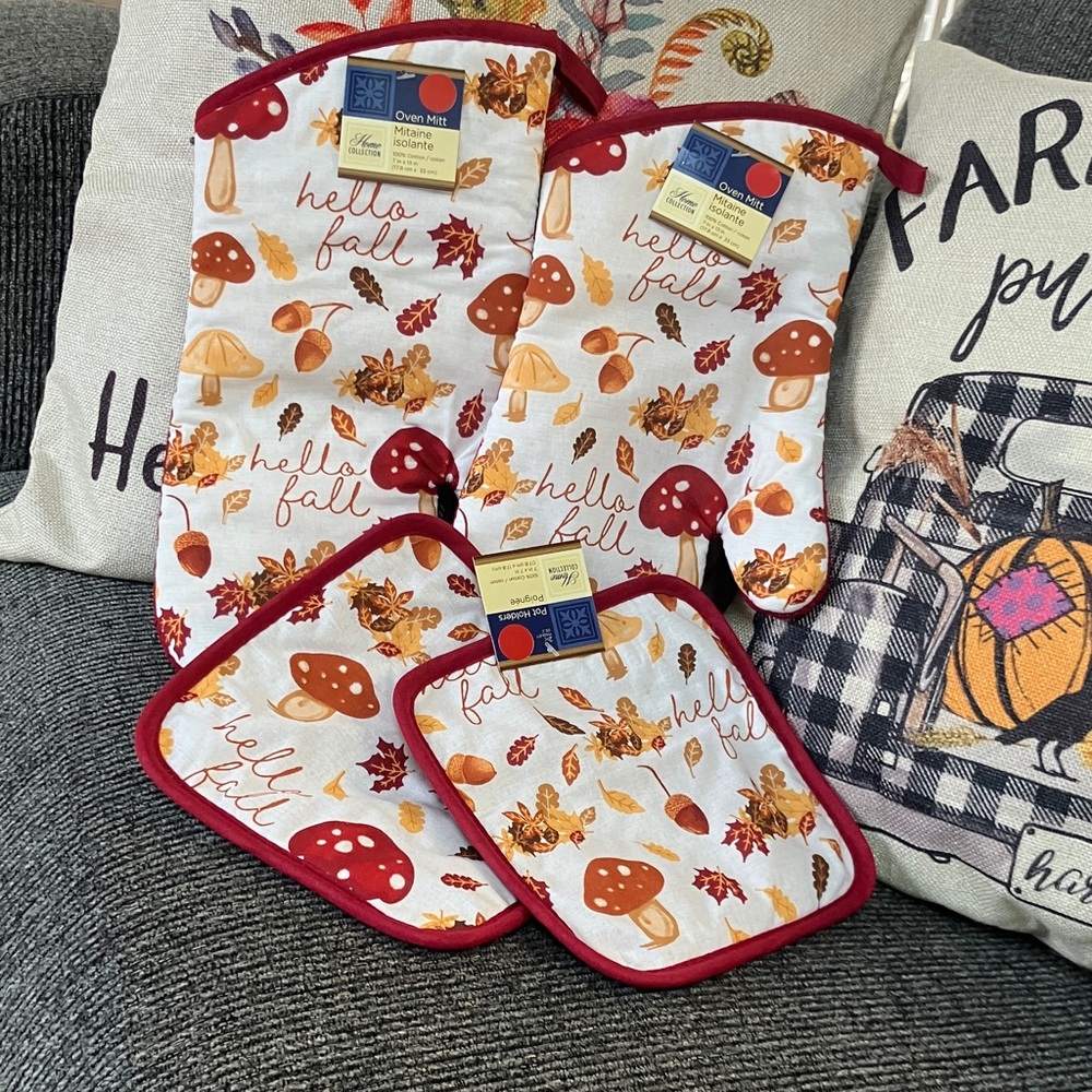 Home Collection Fall Kitchen Set - Red and White